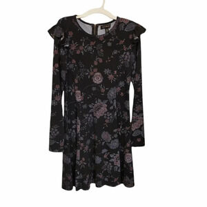Qed London floral frill shoulder dress